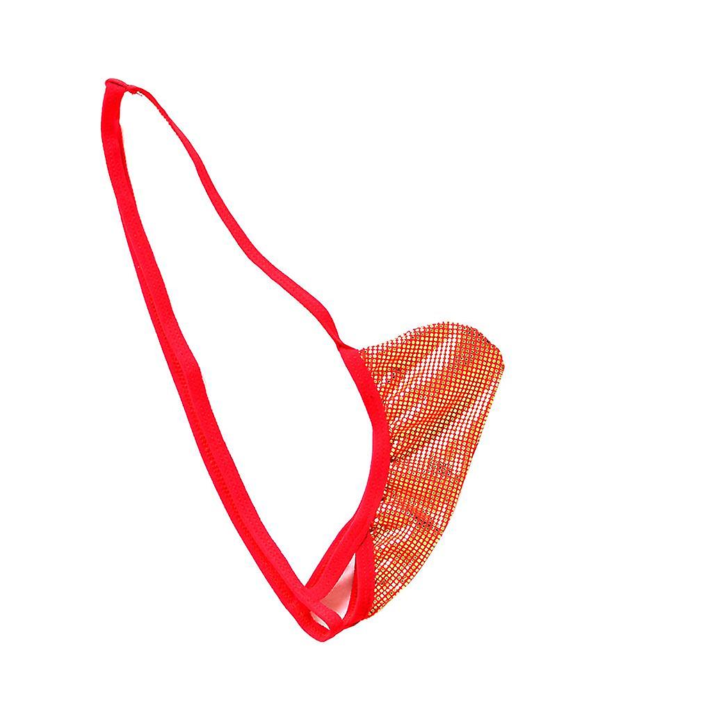 Men Underwear T-back G-string Thongs Jockstrap with glittering sequins Red