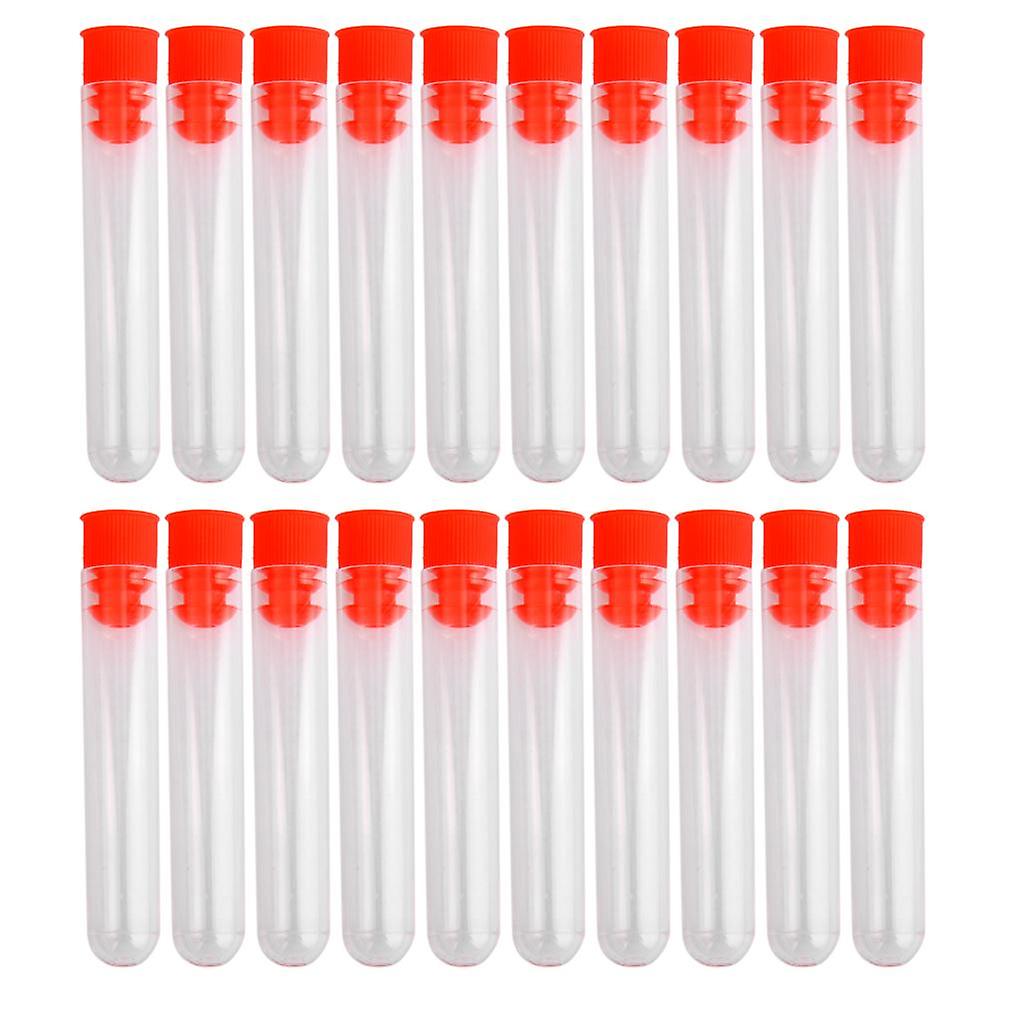 20pcs Non-Graduated Plastic Test Tubes Laboratory Test Tool with Screw Caps