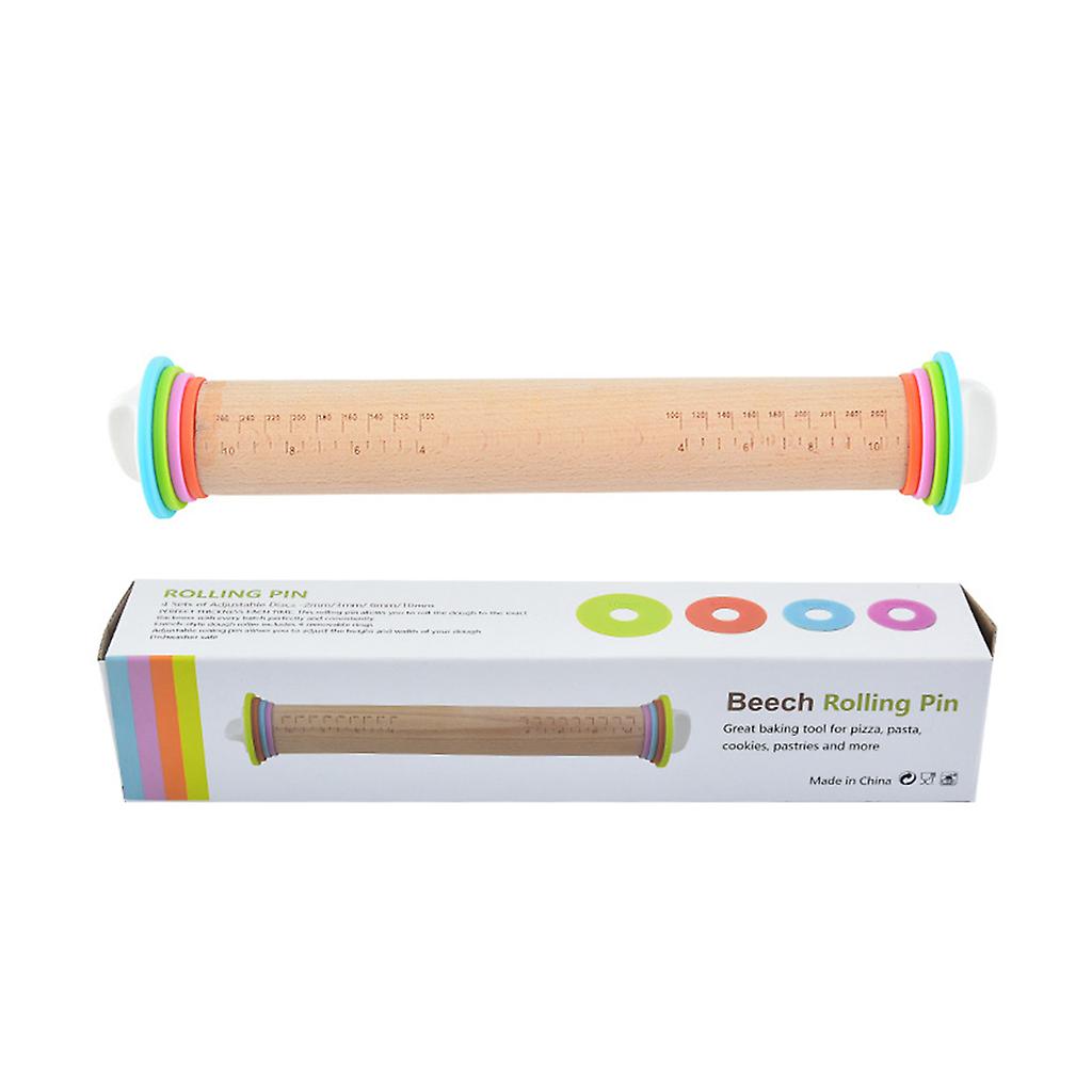 Rolling Pin With Adjustable And Removable Rings Easy for Storage Gift Durable