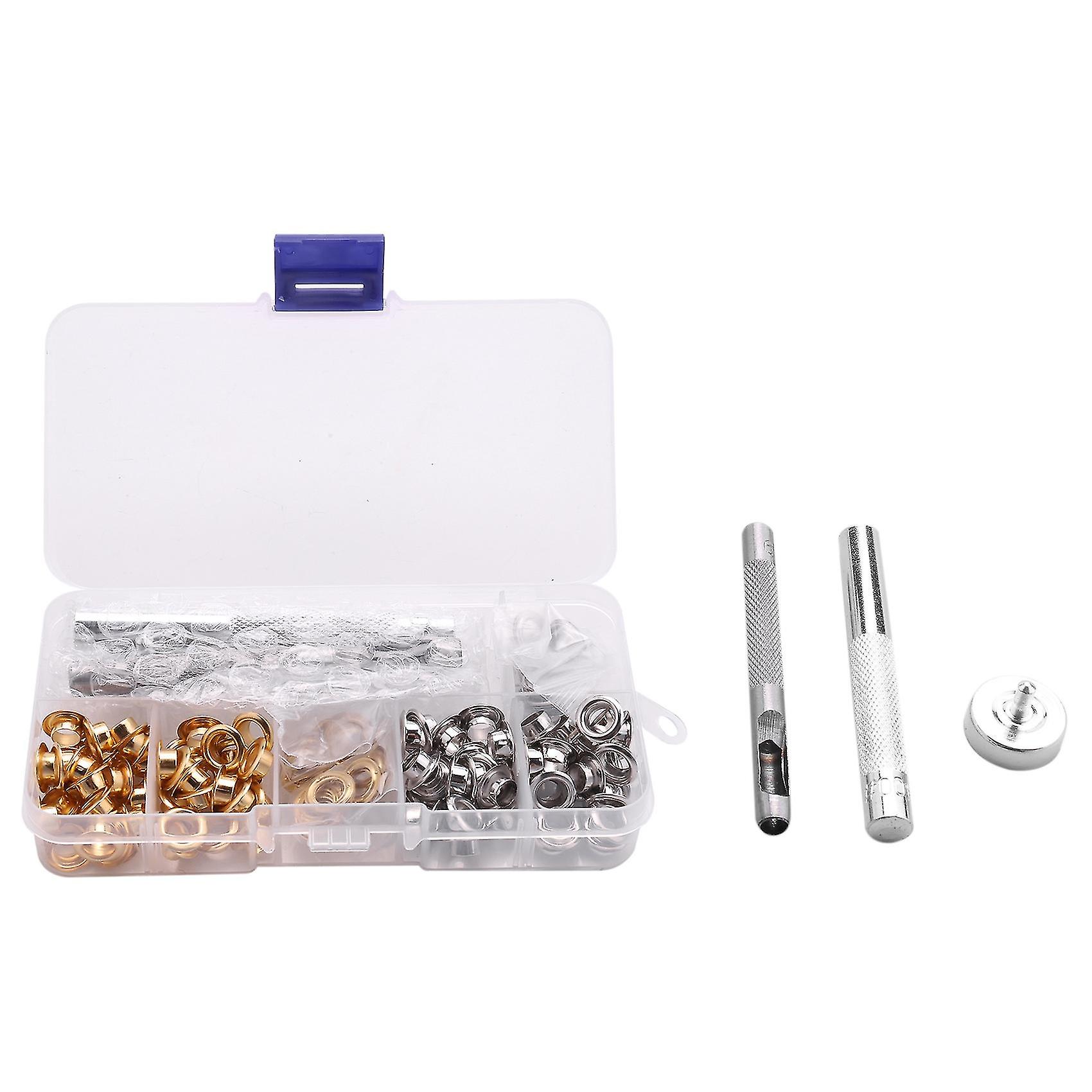 100 Sets 1/4 Inch Grommet Kit Grommets With 3 Pieces Install Tool Kit, 2 Colors