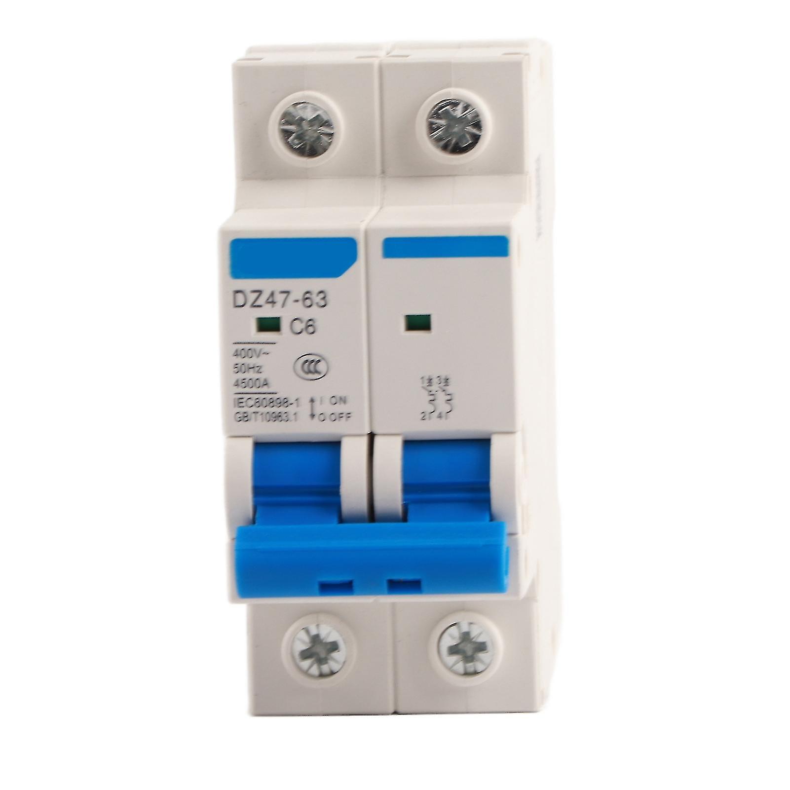 Fictory Miniature Breaker Fictory 2P Mini Circuit Breaker, 400VAC, 6A, Miniature Cutout Switch for Electrical Protection, Compact Design, Reliable
