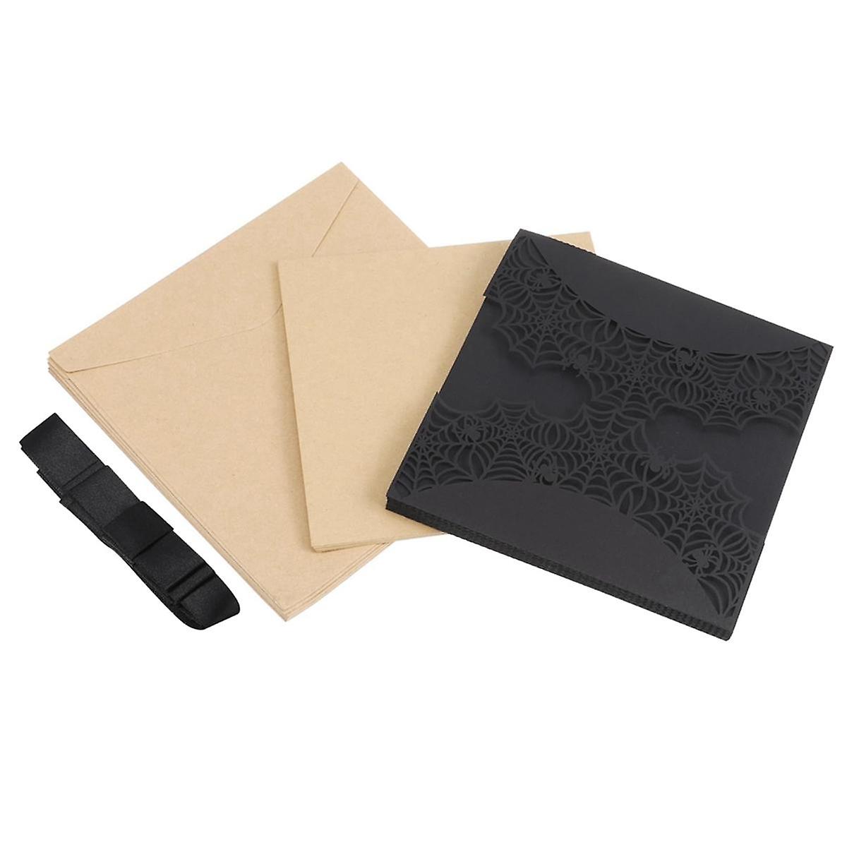 10Pcs Halloween Invitations Card Hollow Horror Party Invitations Cards Spiderweb Design Cards with