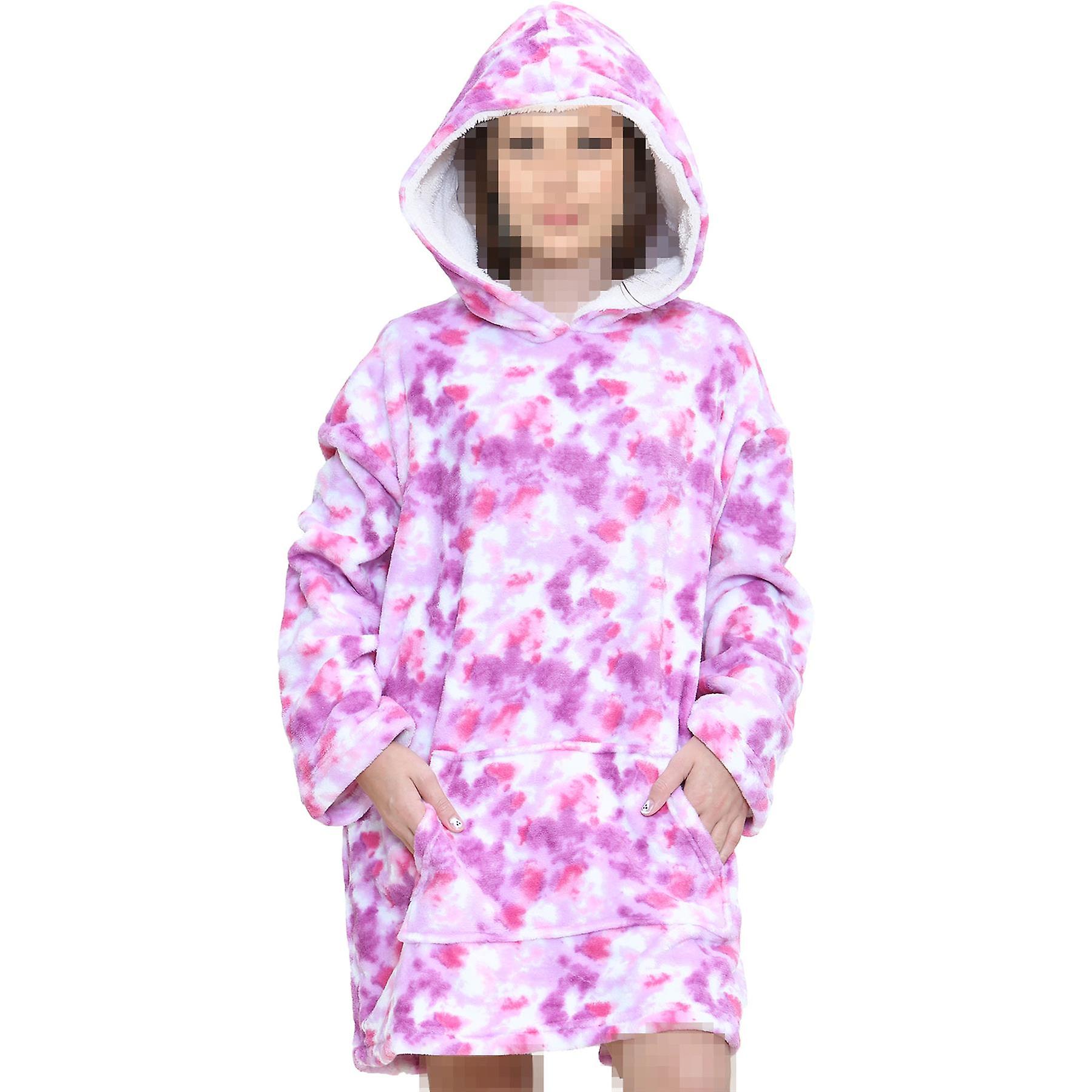 Ladies Oversized Hoodie Snuggle Tie Dye Plush Sherpa Fleece Lining For Women