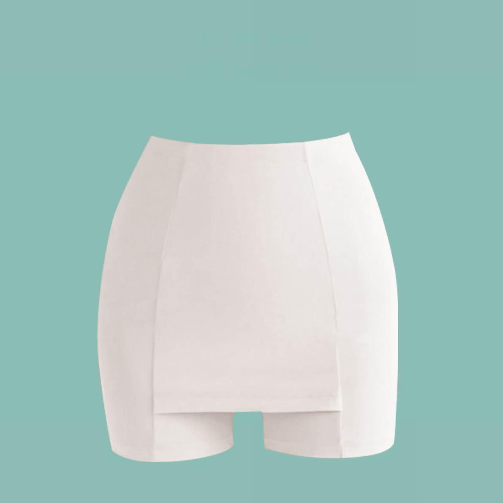 Safety Leggings Summer Traceless Stretchy Workout Biker Shorts With Crotch Shielding for Women White L 88.2‑137.8lb