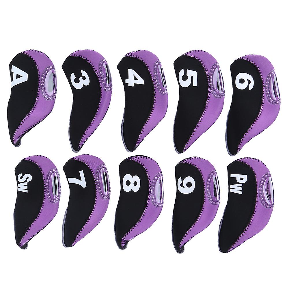 Lot de 10 housses de protection universelles en néoprène noir et violet pour putter de golf, accessoire pratique pour les déplacements en extérieur