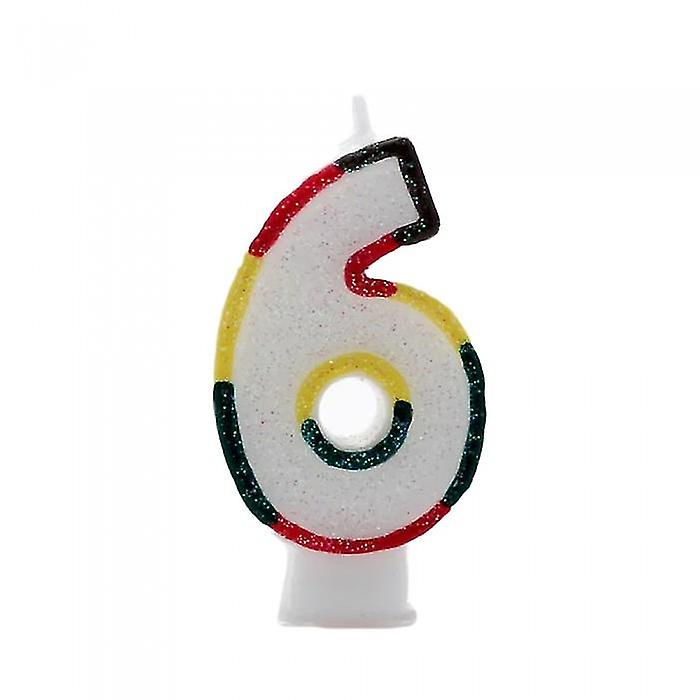 Kaleidoscope Glitter Double Sided 6th Birthday Candle