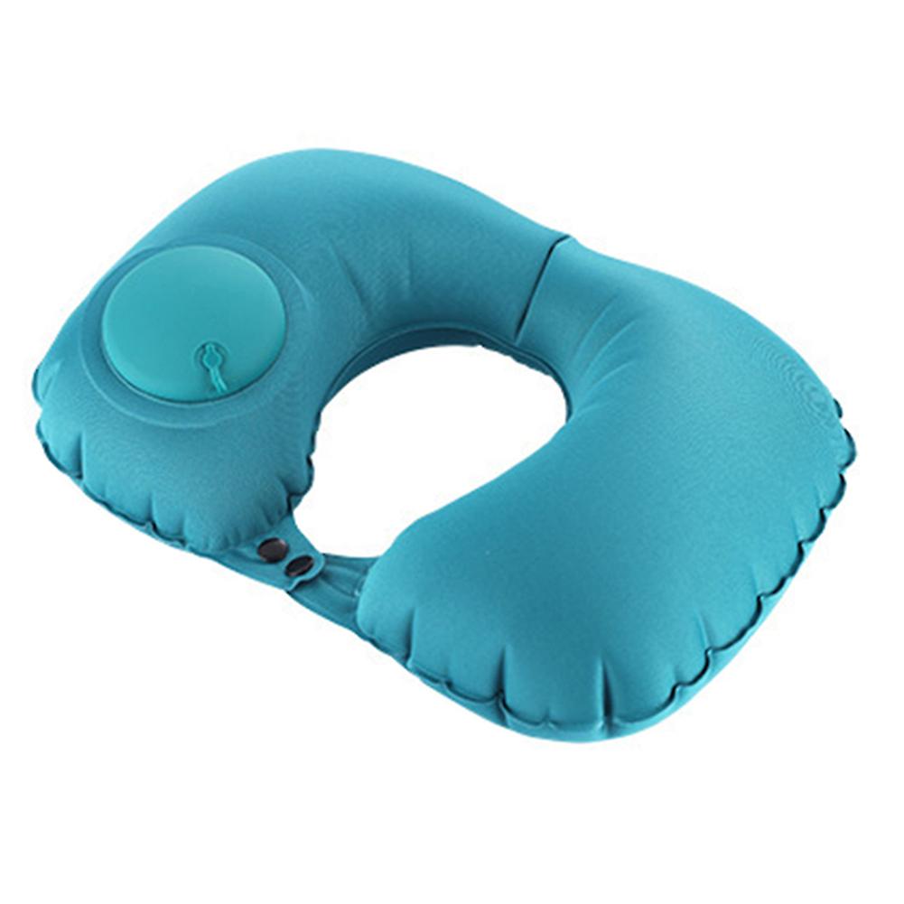 U-Shaped Pillow Portable Travel Automatic Inflatable Pillow Flocking U-Pillow Push-Type Inflatable