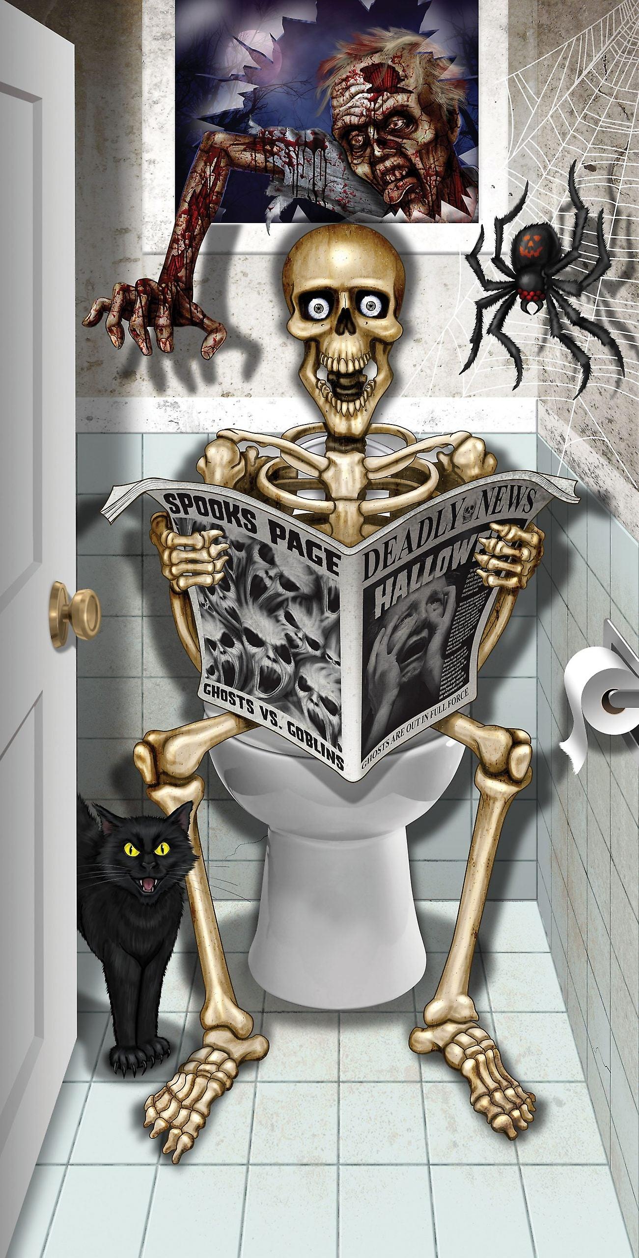 Skeleton Bathroom Door Cover X76927