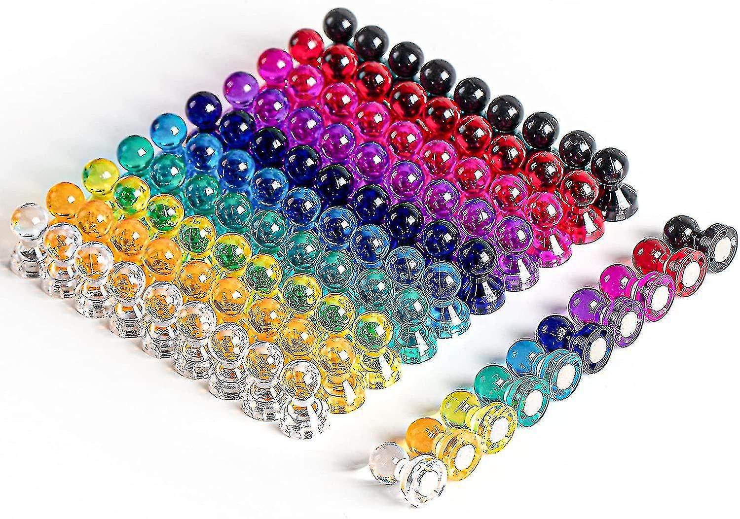 100 Pcs Push Pin Magnets, Fridge Magnets With 10 Assorted Colors, Multi-use Small Round Magnets For 