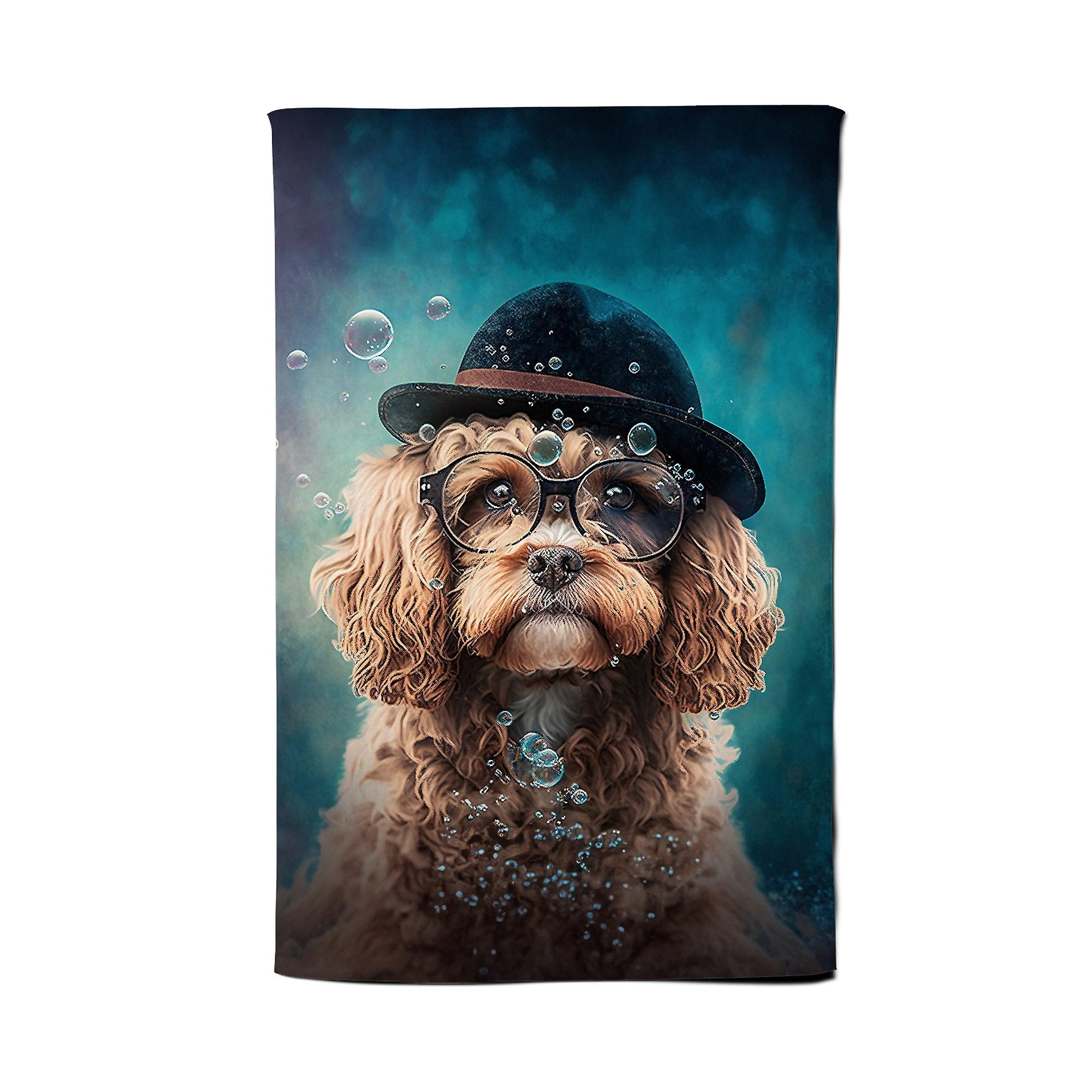 Cavapoo Dog Splashart Tea Towel