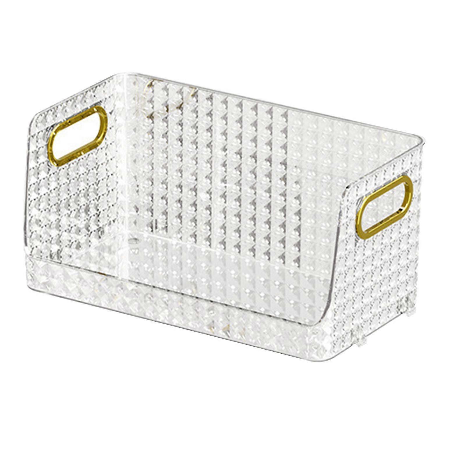 Cosmetics Organizer Large Capacity Stable Base Geometric Pattern Pet Makeup Storage Organizer Transparent Gold