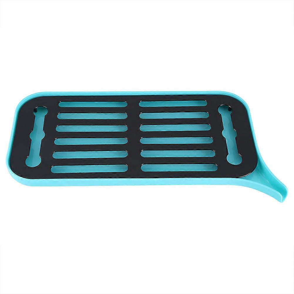 Plastic Double Layer Kitchen Dish Holder Organizer Draining Tray Drain Shelf Rack (Blue)