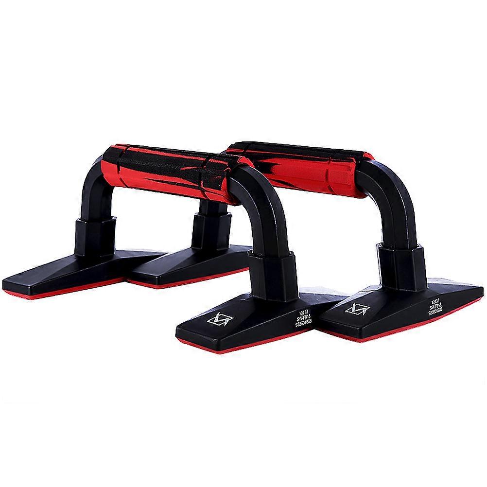 1 Pair H Shape Fitness Rubber Push-up Stands Bars for Gym Body Building Muscle Exercises Abdomen Chest Push Ups Hand Grip Trainer Tool (Red and Black)