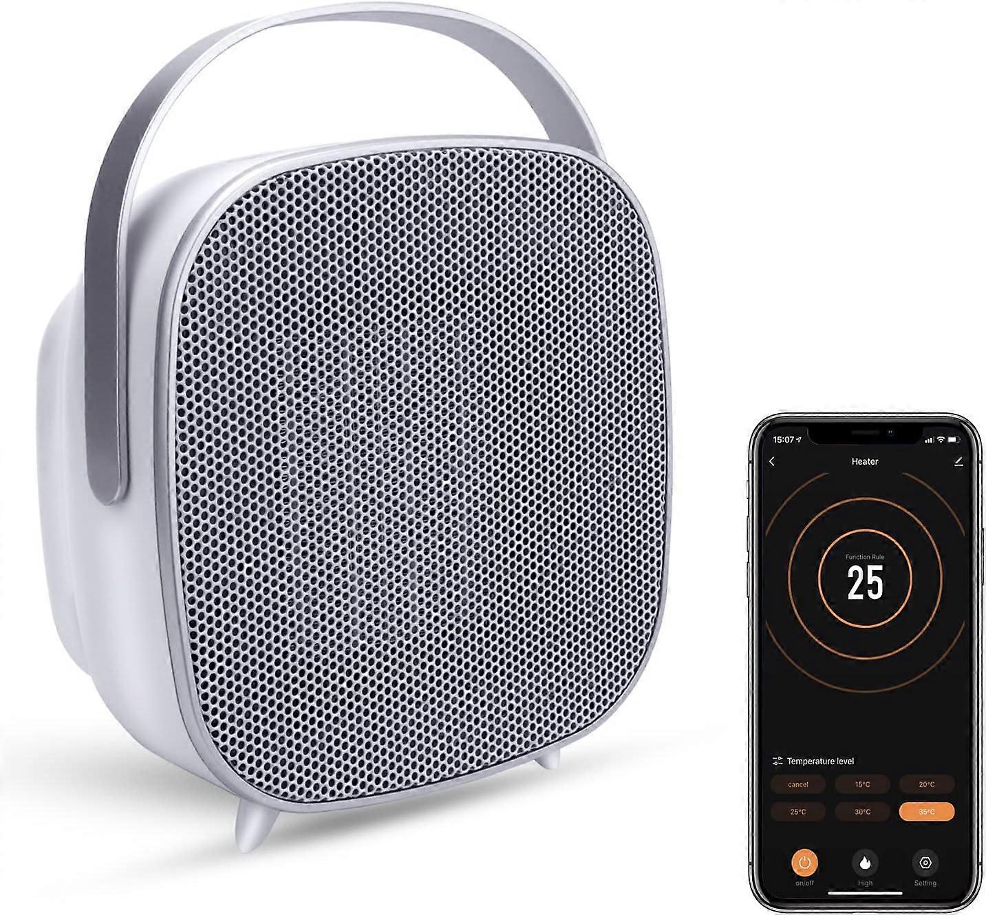 Chauffage lectrique intelligent WiFi - Mini chauffage sur pied en cramique - Fonctionne avec APP Alexa et Google - 1500 W - Argent