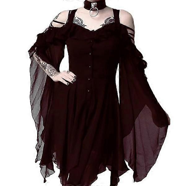 Damesmode Off Shoulder Roes Mouwen Gothic Jurk