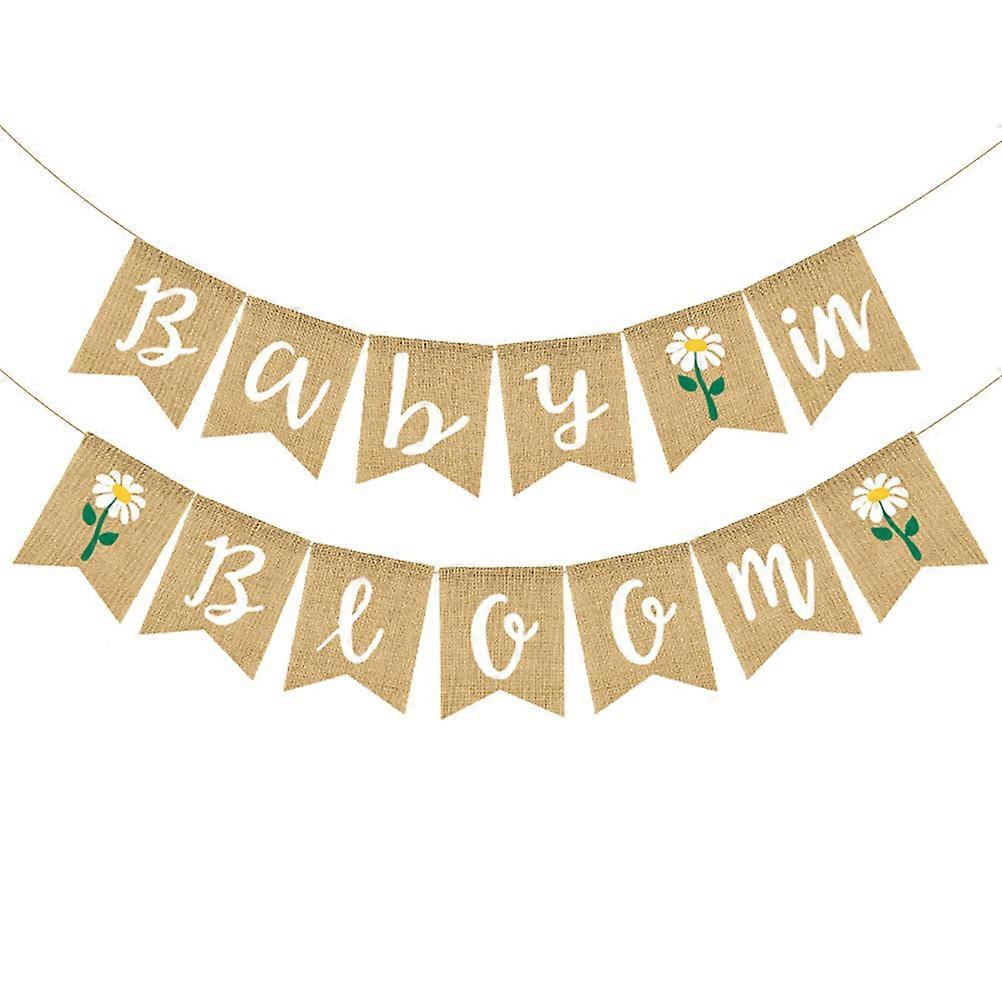 1pc Baby in Bloom Linen Dovetail Banner Party Linen Pull Flag (Assorted Color)