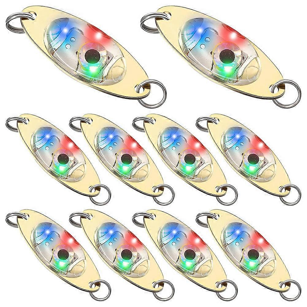 10 Pcs LED Fishing Lures Fishing Spoons Underwater Flasher Bass Halibut Flasher Trolling Deep Drop