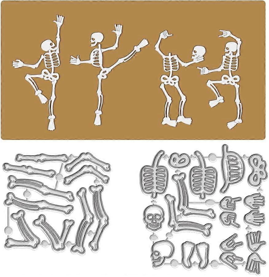Skeleton Man Cutting Die Cuts Metal Halloween Theme Embossing Stencil Die Cuts Skull Ghost Stencils DIY Crafts Cards Embossing Tools for DIY Scrapbook