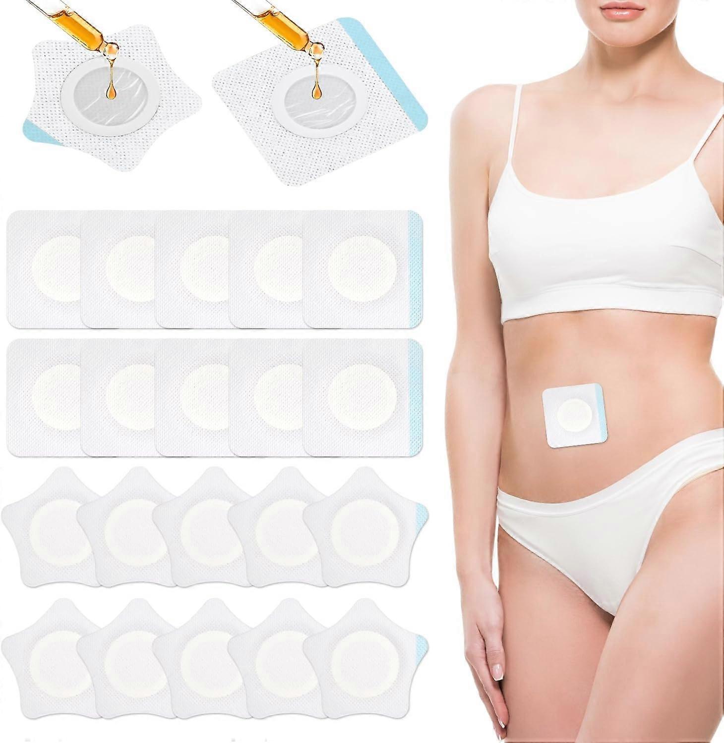 20pcs Castor Oil Pack Wrap for Belly Button, Single-Used Self-Adhesive Castor Oil Patches