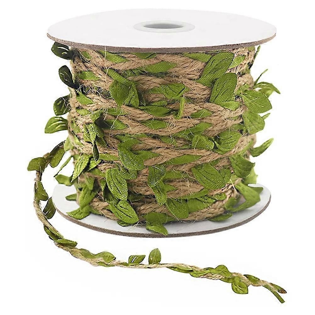 Cordel Natural 5MM Hessian Twine com fio de folhas artificiais para DIY presente embrulhando jardim de casamento (
