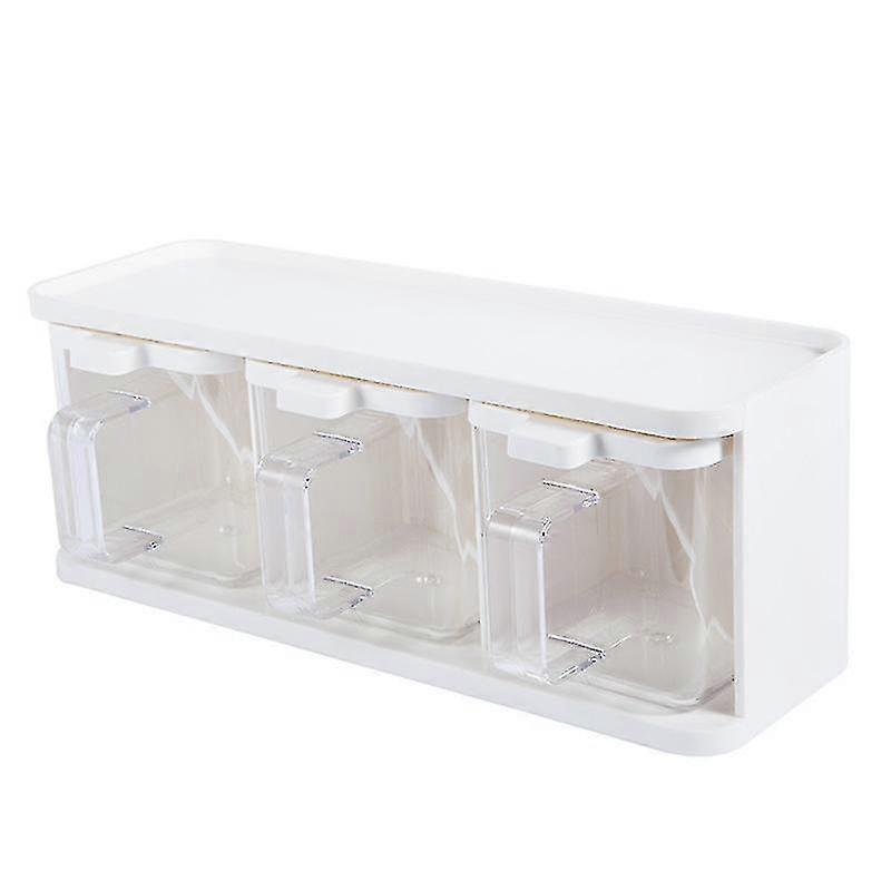 Spices Boxes 3 Grids Seasoning Box With Handle Spoon Transparent Spice Herb Storage Container