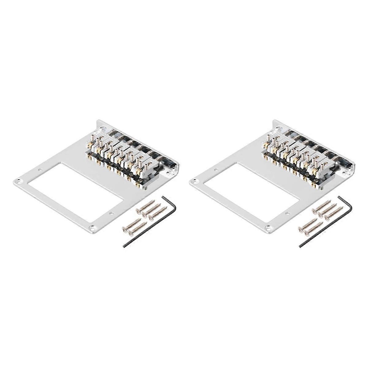 2X 6 Roller Saddle 6 String Humbucker Guitar Bridge for Tele Guitar (Chrome)