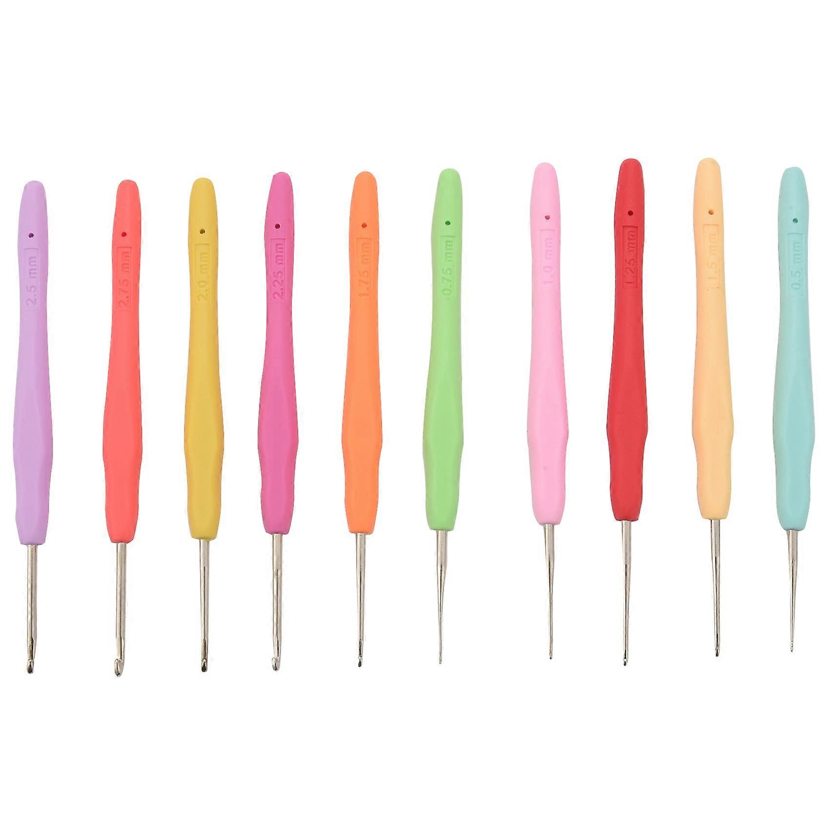 10Pcs Small Size Lace Crochet Hooks (0.5-2.75mm), Ergonomic Crochet Hooks Set with Soft Grip Handle