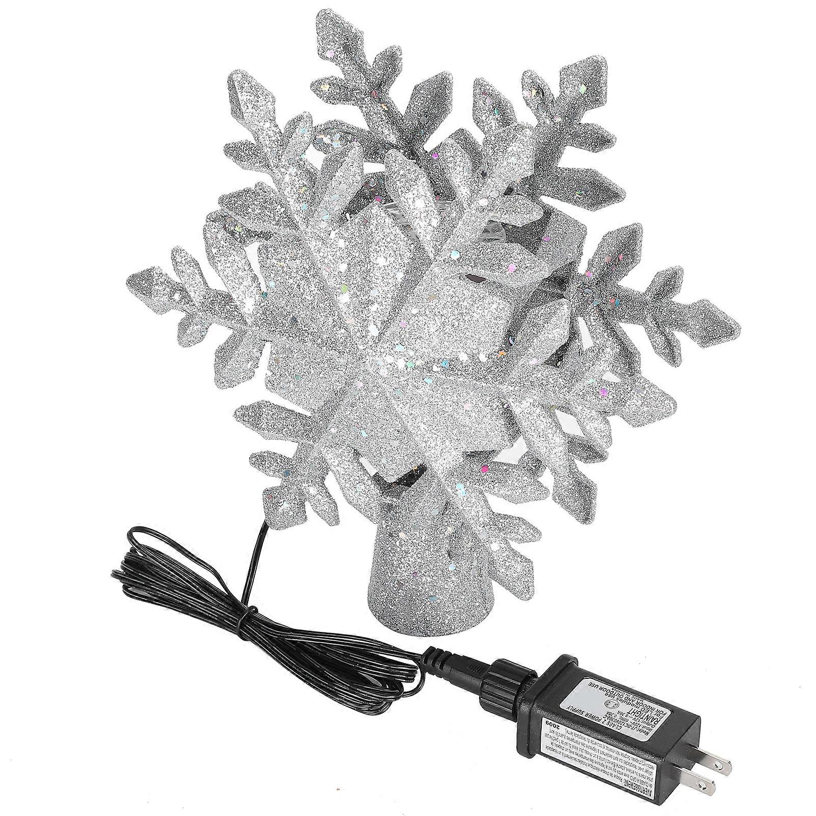 LED Snowflake Projection Lamp Silver Christmas Tree Rotating Snowstorm Decoration LightsUS Plug 110V