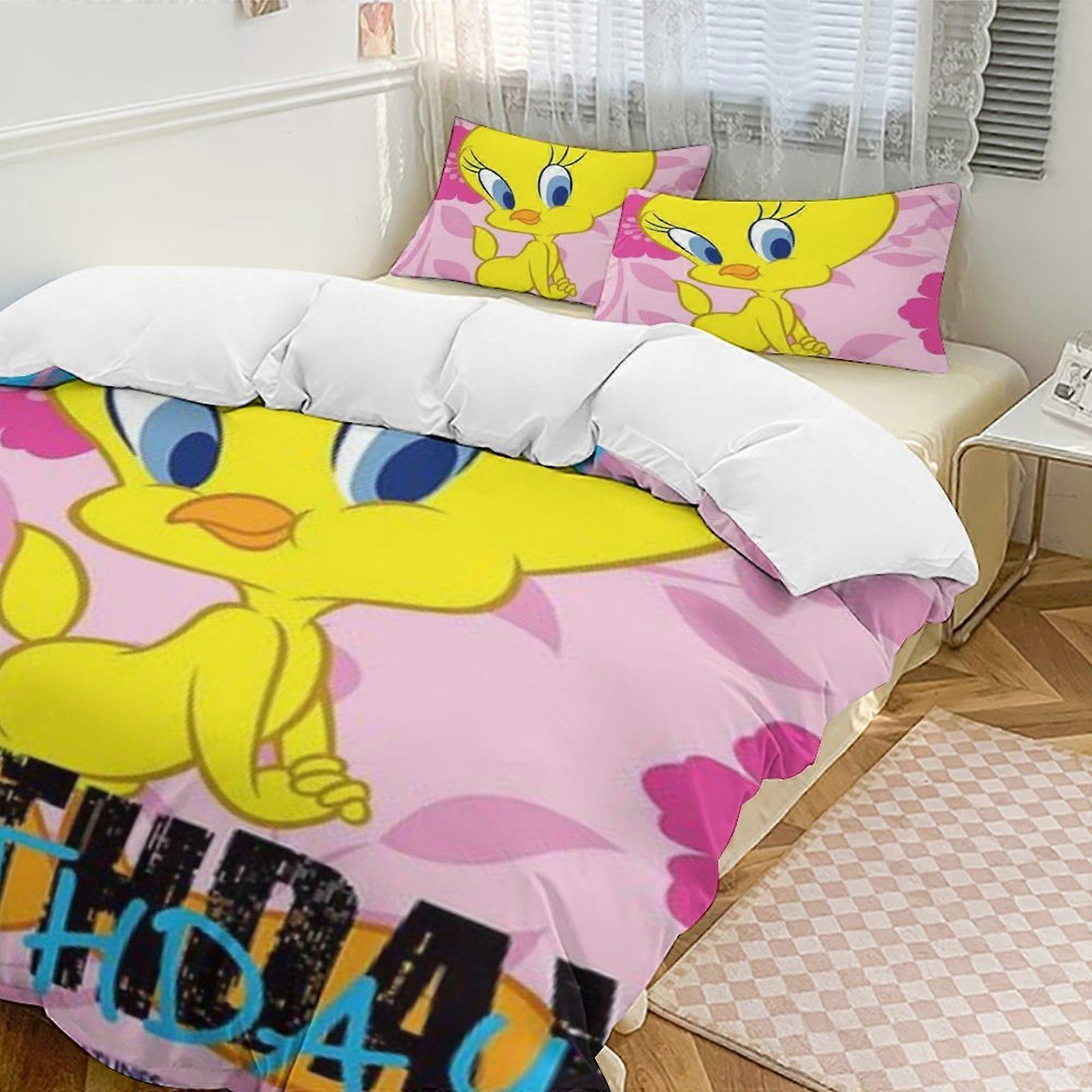 c694 TweetyBird 2 Capa de Edredom de Cama Conjuntos de Cama de Microfibra Conjuntos de Edredom Leve de 3 Peças, 1 Capa de Edredom e 2 Fronhas para Crianças ee694