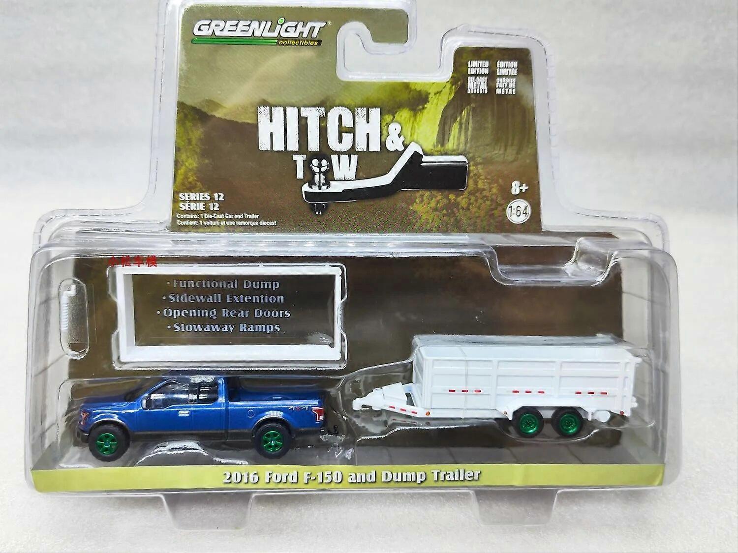 1:64 2016 Ford and Double-Axle Dump Ford self unloading trailer green version