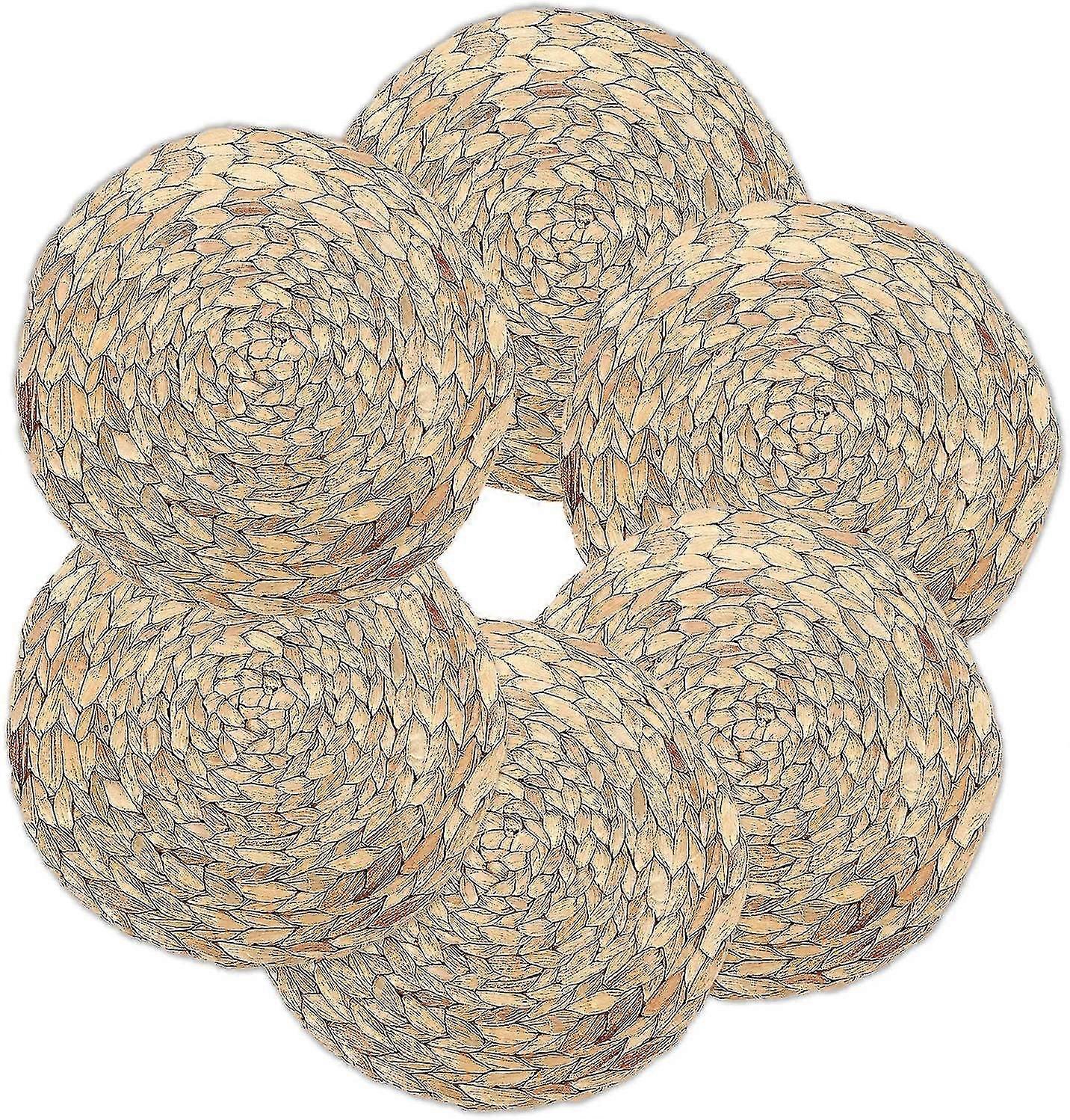 2/4/6pcs Sets de table tissés, napperon de table naturel de tissage de jacinthe d’eau rond / rectangulaire