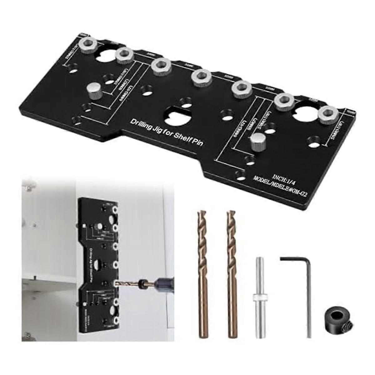 Shelf Pin Jig 1/4 Inch Aluminum Alloy Shelf Pin Guide Precise Cabinet Mounting Template Jig Shelf P