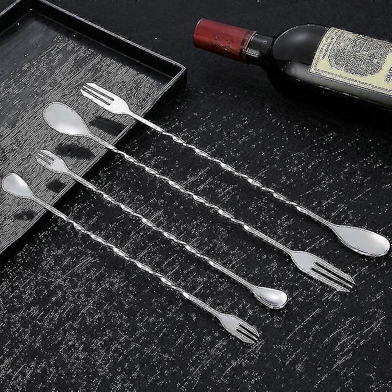 1 stk rustfritt stål dobbelthodet lang håndtak skje og gaffel diy hjem bar forsyninger