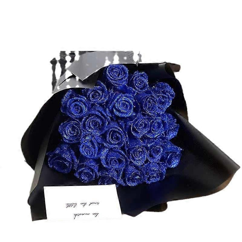 عيد الحب 101 قطعة 100 قطعة بريق روز باقة زرقاء زهور الورد الاصطناعي باقة زهور لامعة دائمة لامعة الورود المزيفة باقة هدايا الحب لعيد الحب '