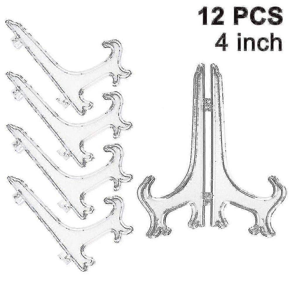 Supporto per piatti pieghevole da 12 pezzi, supporto per piatti trasparente e decorativo