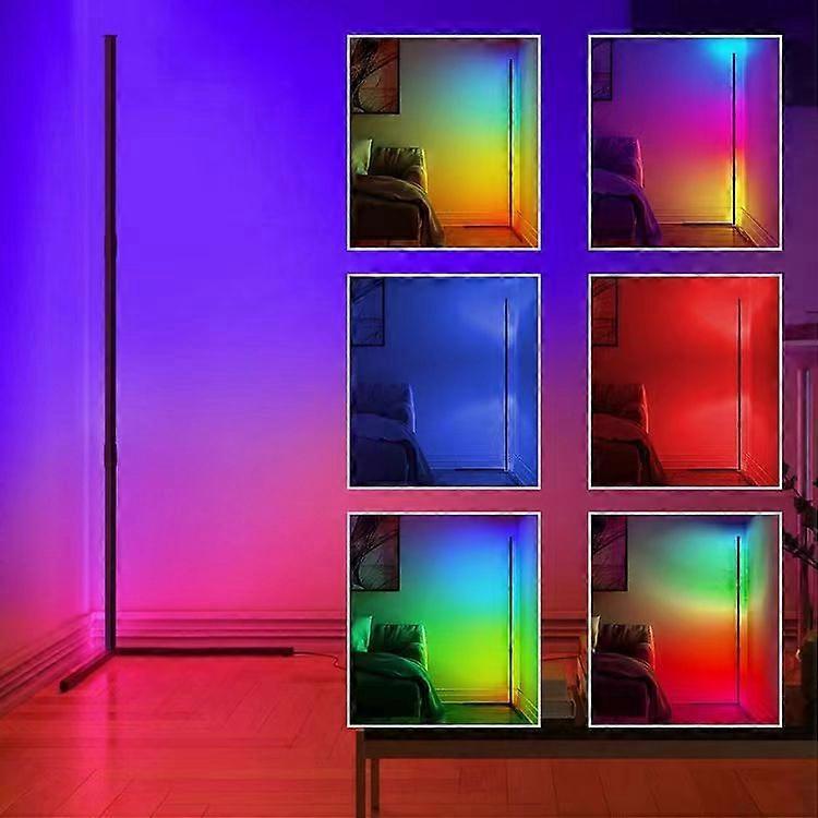 62.9" LED Corner Floor Lamp,Assembly Free RGB Corner Lamp,USB Powered Color Changing Corner Light with Aluminium Body,Matte Black Modern Tall Mood Lig