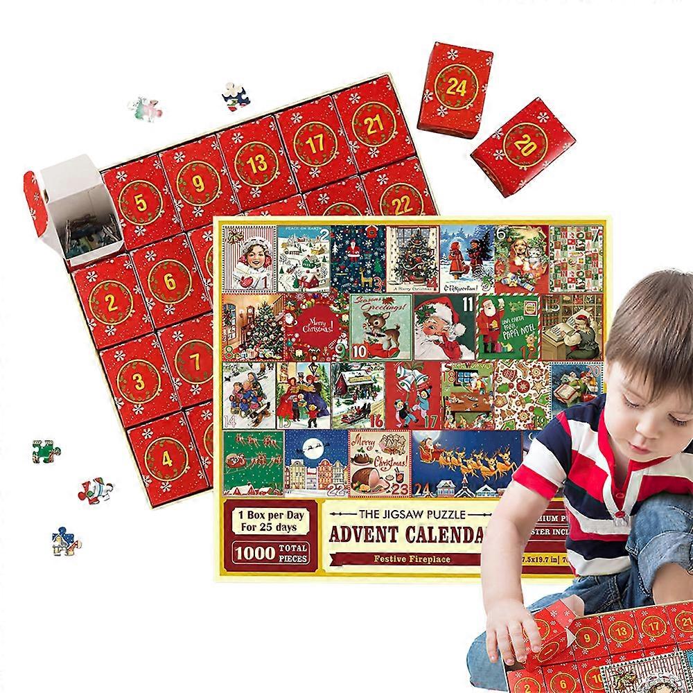 Advent 24 Tage Countdown Kalender 2023 Weihnachten 1000 Teile Puzzle Geschenke