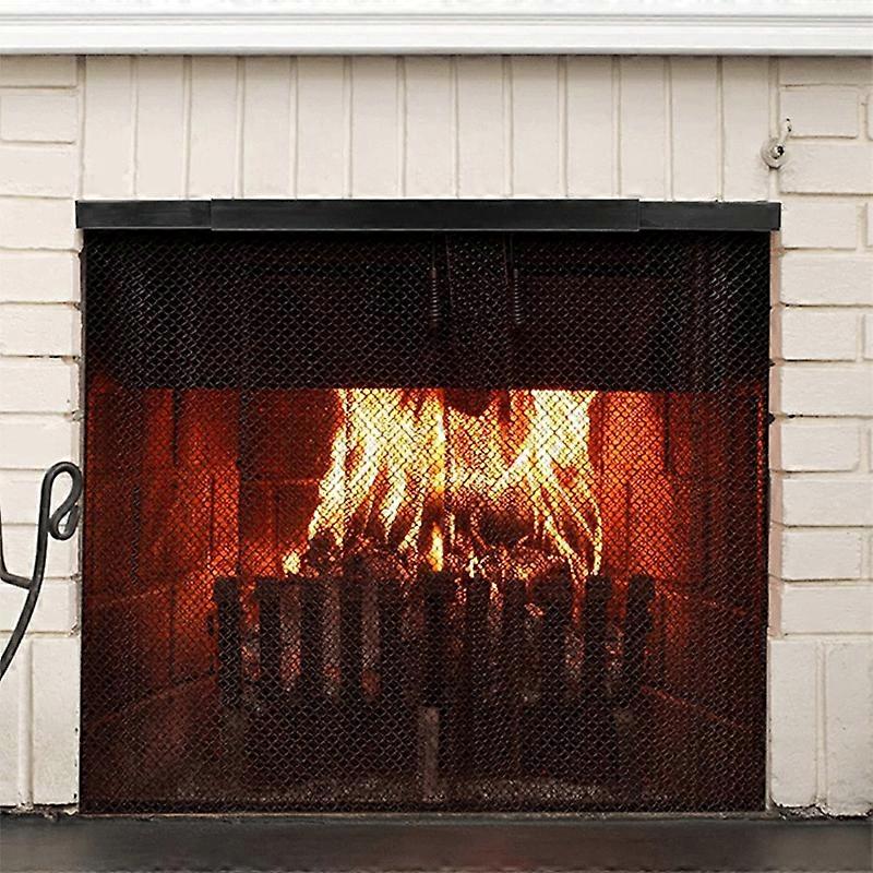 Adjustable Fireplace Rod Kit Rod and Valance Kit Install to Leveling the Fireplace Mesh Metal for Fireplace Spark Screen