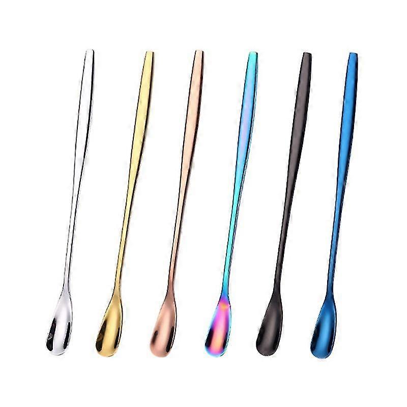 6 Colors Stirring Spoon Creative Long Handle Thick Solid Small Spoon Dessert Coffee Ice Spoon Kitch