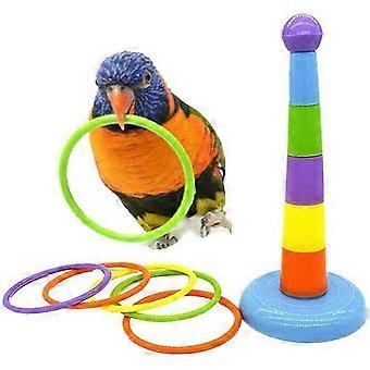 1 Pet Bird Ferrule Game Toy Parrot Intelligent Training Ring Chewing Bird Color Toy Ring for Interactive Pet Supplies Random Colors