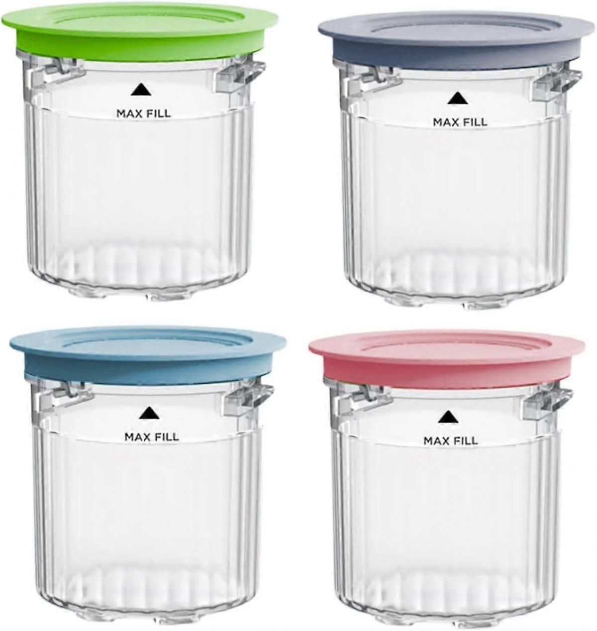 Cream Maker Cups Replacement, 16oz Homemade Ice Cream Container Cup Set with Lid, 4pcs Ice Cream Maker Accessories for Home Ice Cream Making
