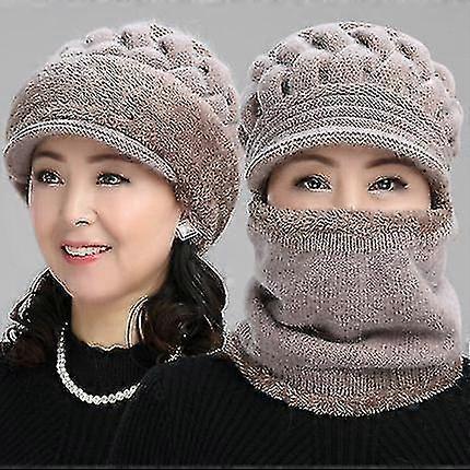 プラスベルベット厚手ウールハットスカーフワンピース耳保護コールドウォームハット、GG