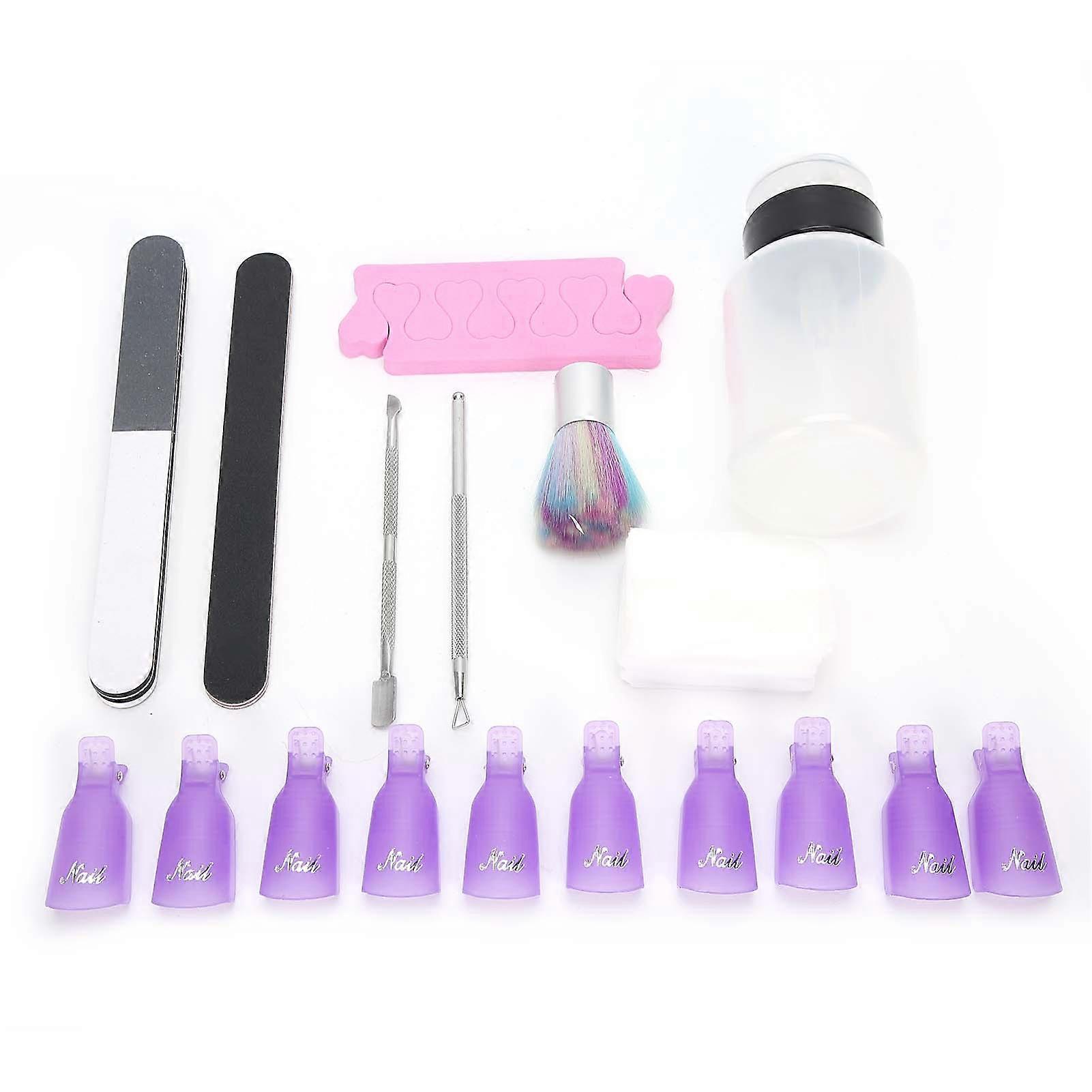Nail Polish Gel Remover Tools Kit Nail Polish Remover Pad Cuticle Pusher Nail File Set