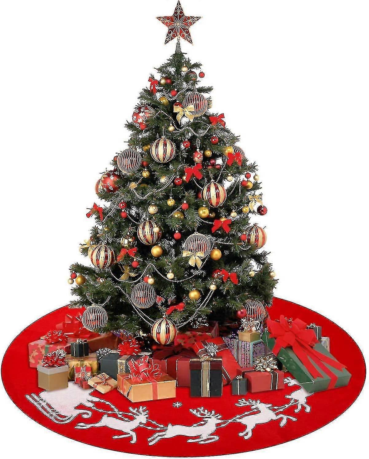 Reindeer Sleigh Pattern Tree Blanket 100cm Rats -