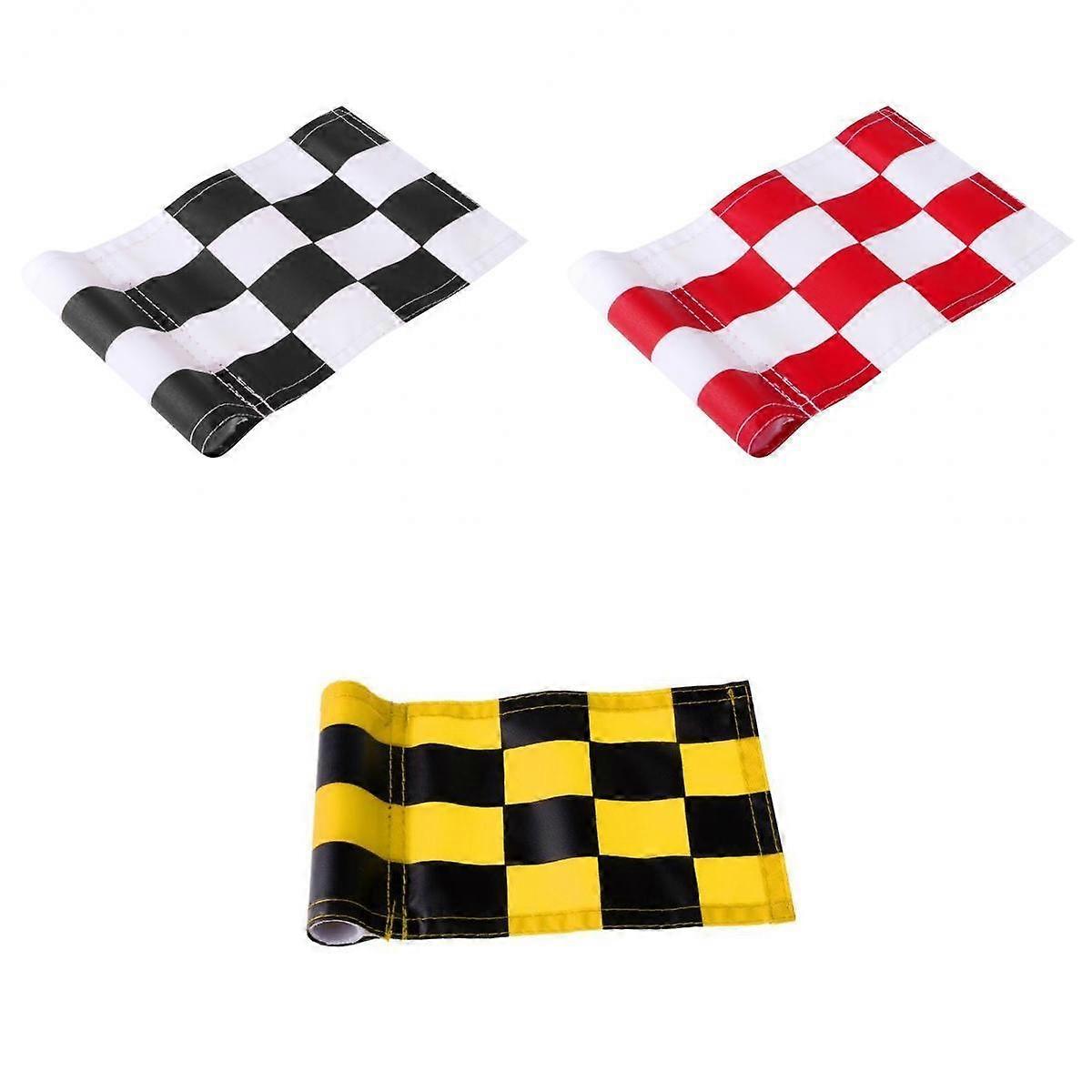 3x Golf Practicing Training Nylon Putting Green Chequered Flags