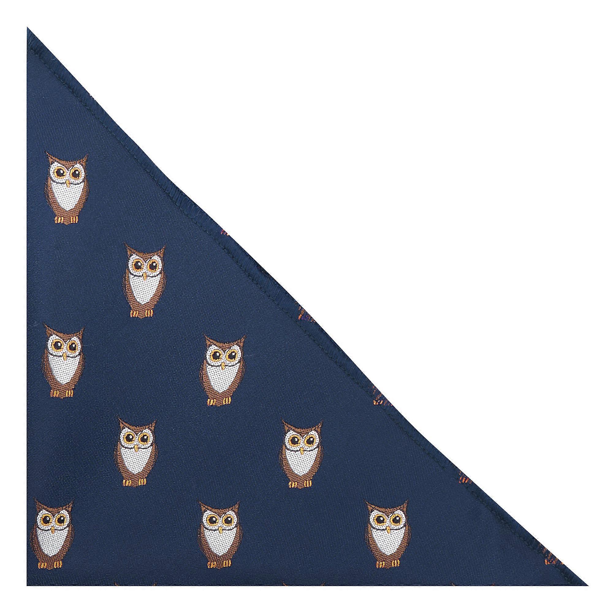 Navy Blue Owl Embroidered Pocket Square