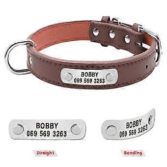 Personalized Dog Collars Leather Pet ID Collar Name Engraved Free for Dogs S M L