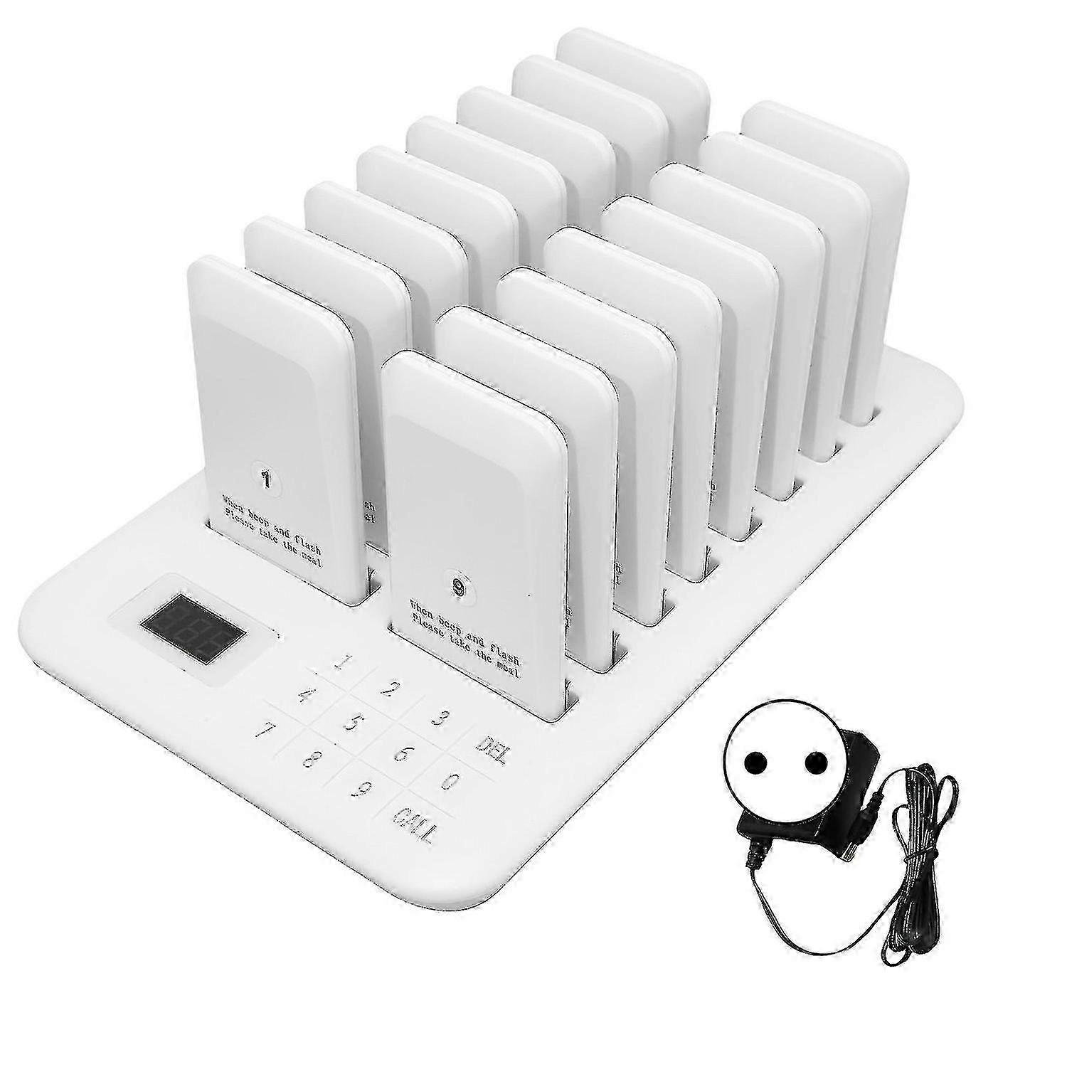 Wireless Restaurant Pager System - 16 Pagers, 800m Transmission Range, Waterproof, EU Plug kb