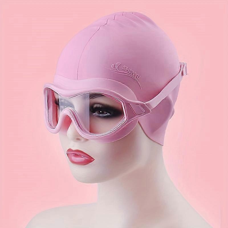 4 Pcs Silicone Waterproof Anti-fog Swimming Goggles & Swimming Cap & Nose Clip & Earplugs Set For Female