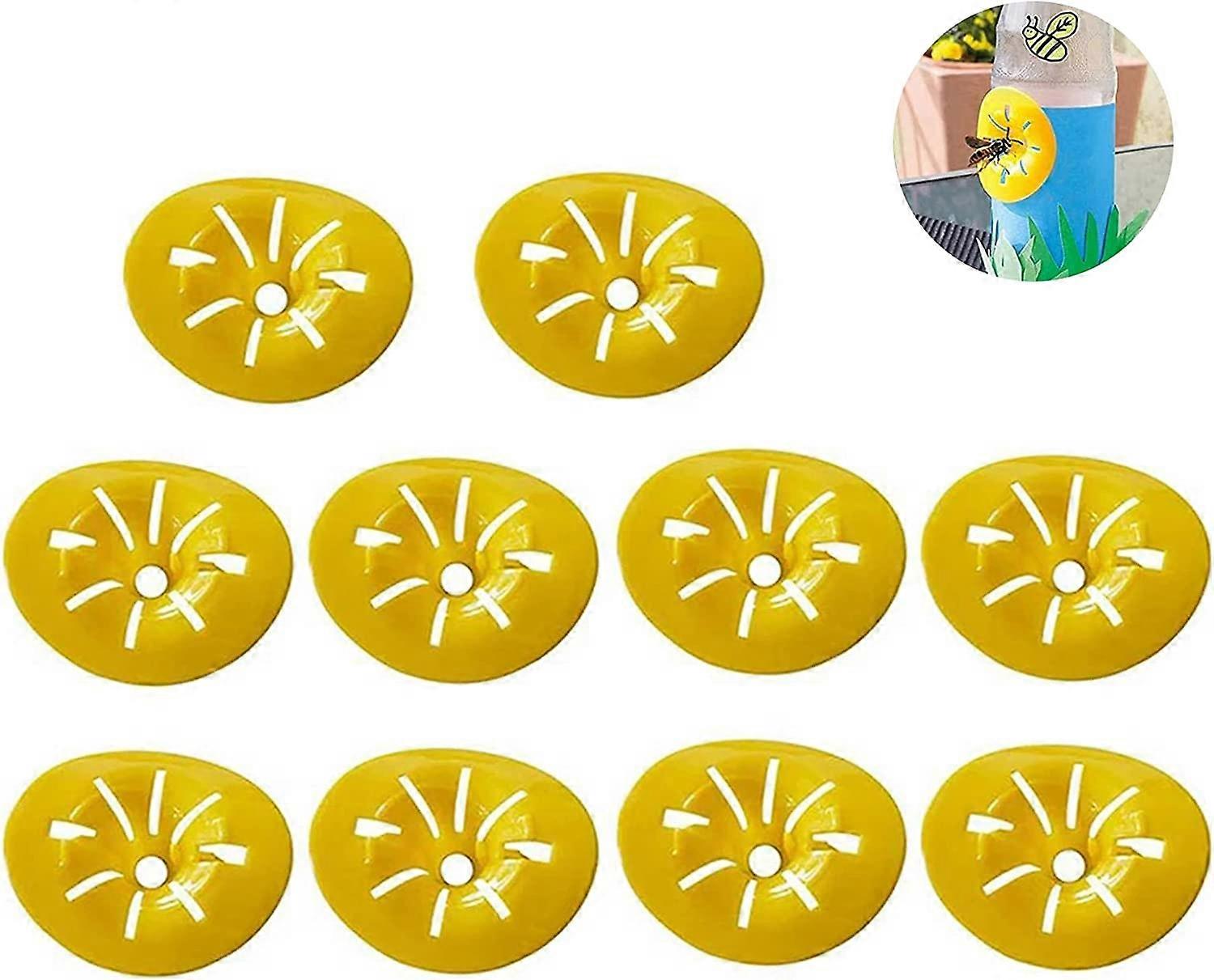 10PCS7.3*6.5cmYellow Wasp Traps Wasp Trap Yellow Funnel Trap Hornet Wasps Fruit Fly Trap Bee Shape Flying Wasp Traps Reusable Wasp Trap Bee Trap
